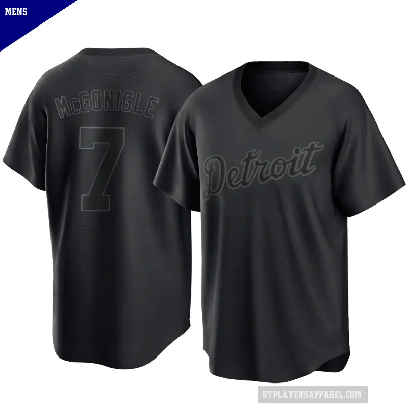 Men's No.7 Kevin McGonigle Detroit Tigers Black Replica Pitch Fashion Jersey