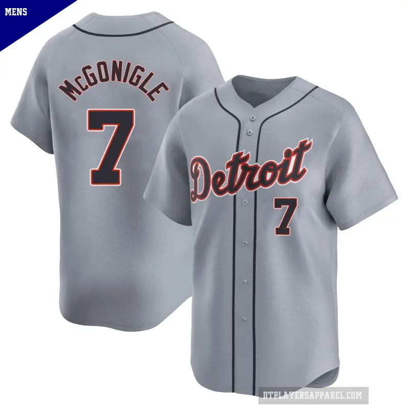 Men's No.7 Kevin McGonigle Detroit Tigers Gray Limited Road Jersey