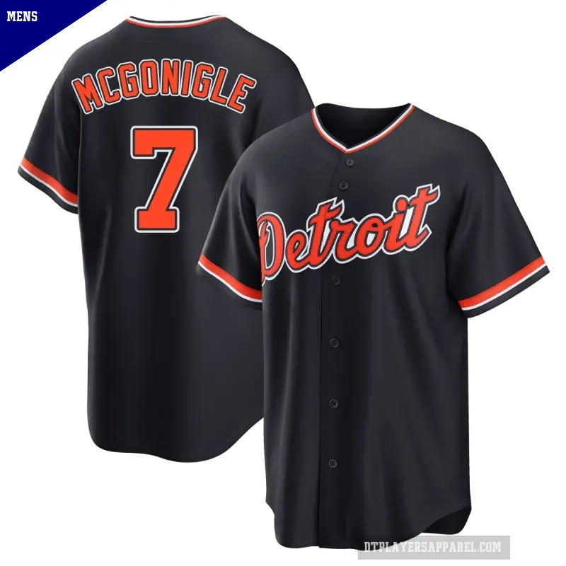 Men's No.7 Kevin McGonigle Detroit Tigers Navy Replica Alternate 2nd Jersey