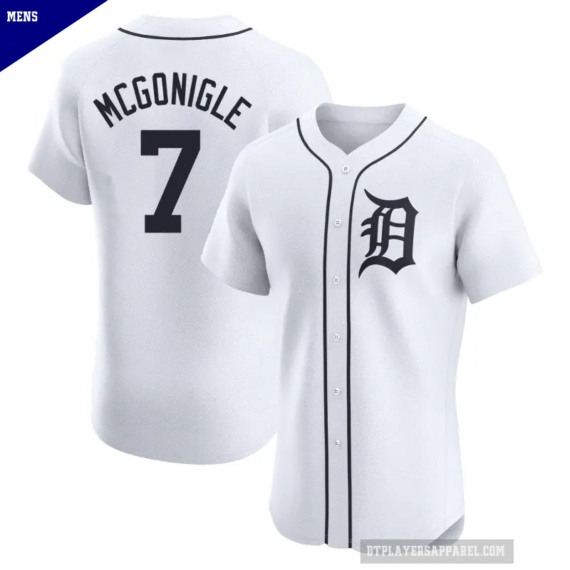 Men's No.7 Kevin McGonigle Detroit Tigers White Elite Home Jersey