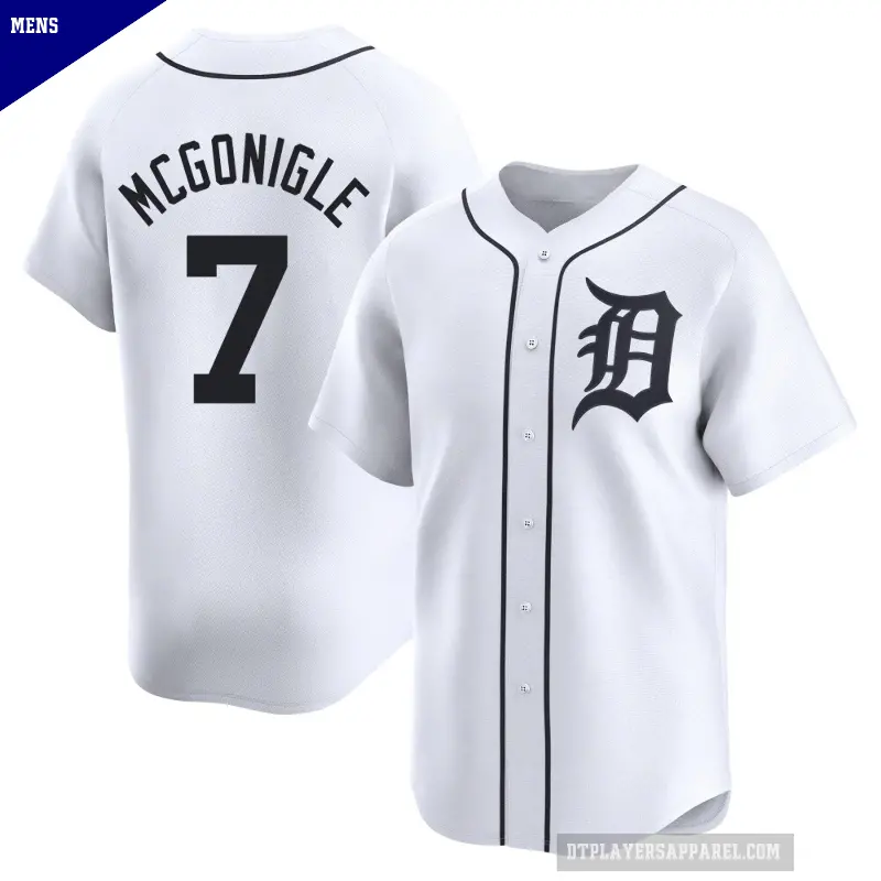 Men's No.7 Kevin McGonigle Detroit Tigers White Limited Home Jersey
