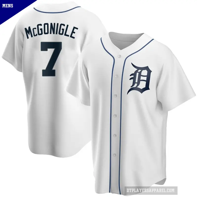 Men's No.7 Kevin McGonigle Detroit Tigers White Replica Home Jersey