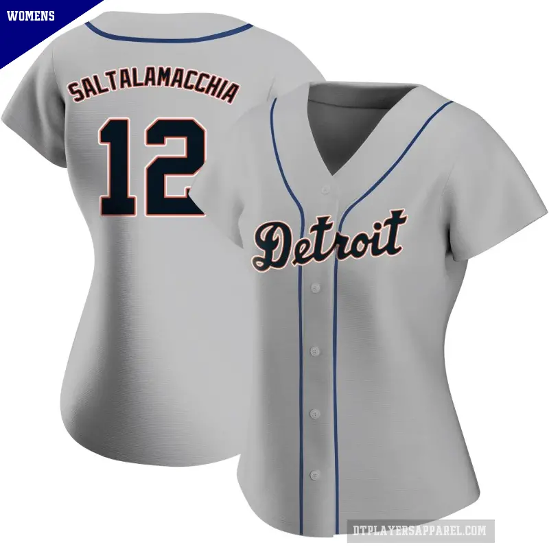 Women's No.12 Jarrod Saltalamacchia Detroit Tigers Gray Authentic Road Jersey