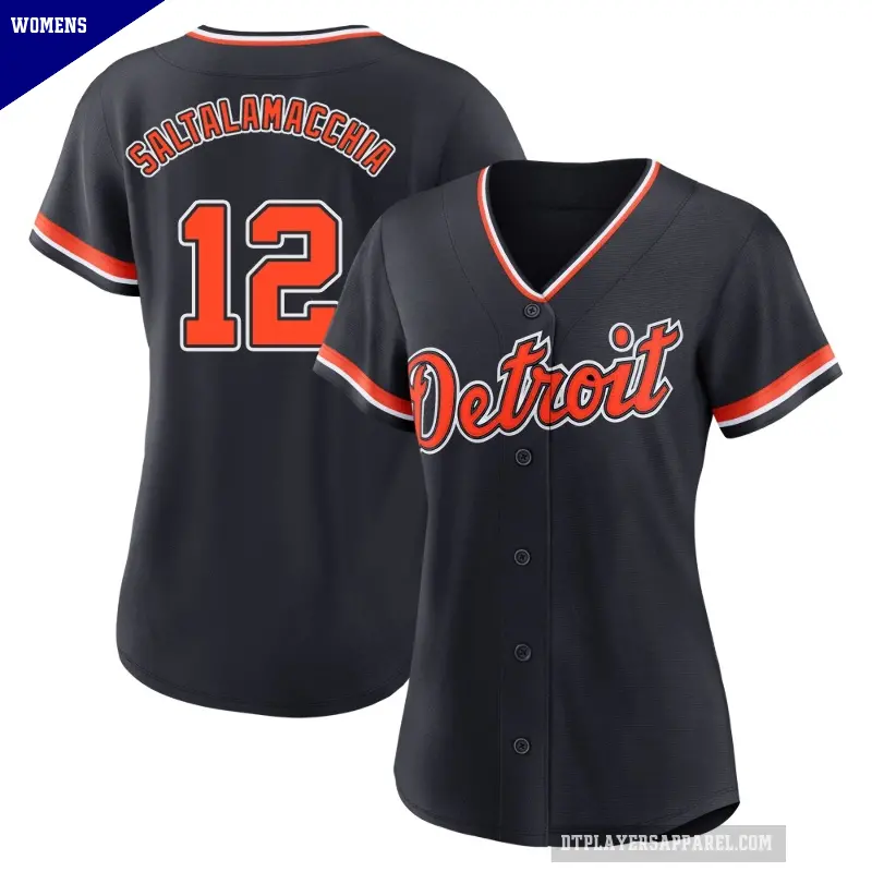 Women's No.12 Jarrod Saltalamacchia Detroit Tigers Navy Replica Alternate 2nd Jersey