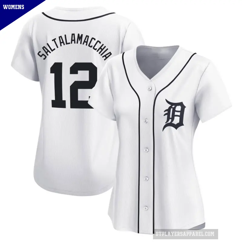 Women's No.12 Jarrod Saltalamacchia Detroit Tigers White Limited Home Jersey