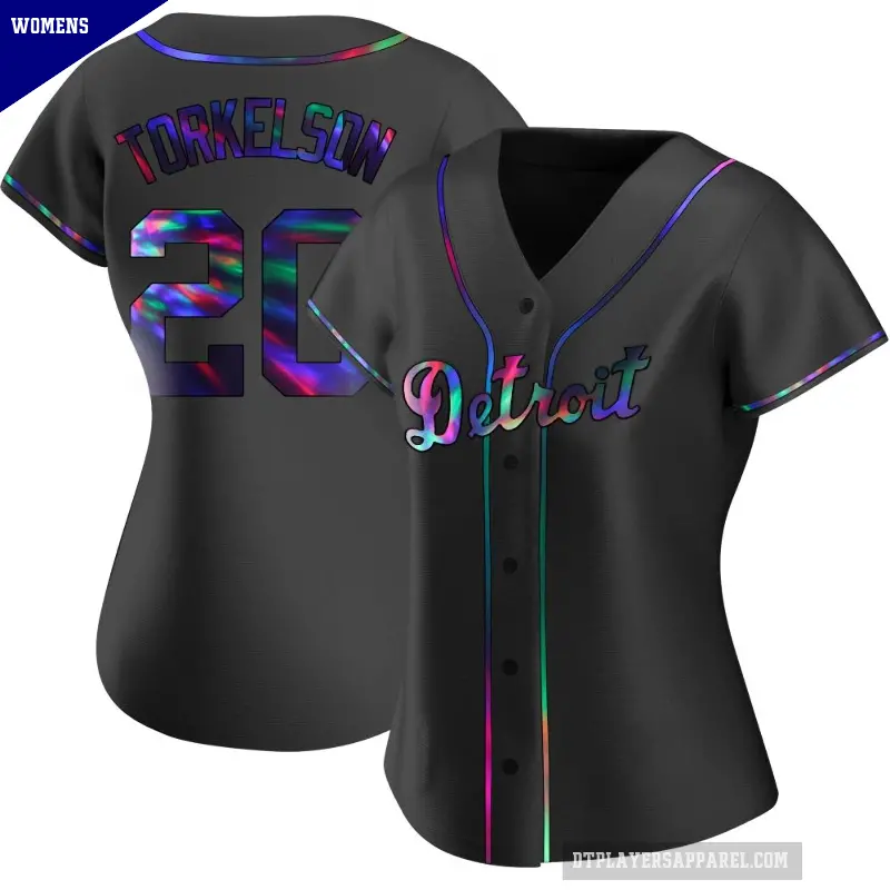 Women's No.20 Spencer Torkelson Detroit Tigers Black Replica Holographic Alternate Jersey