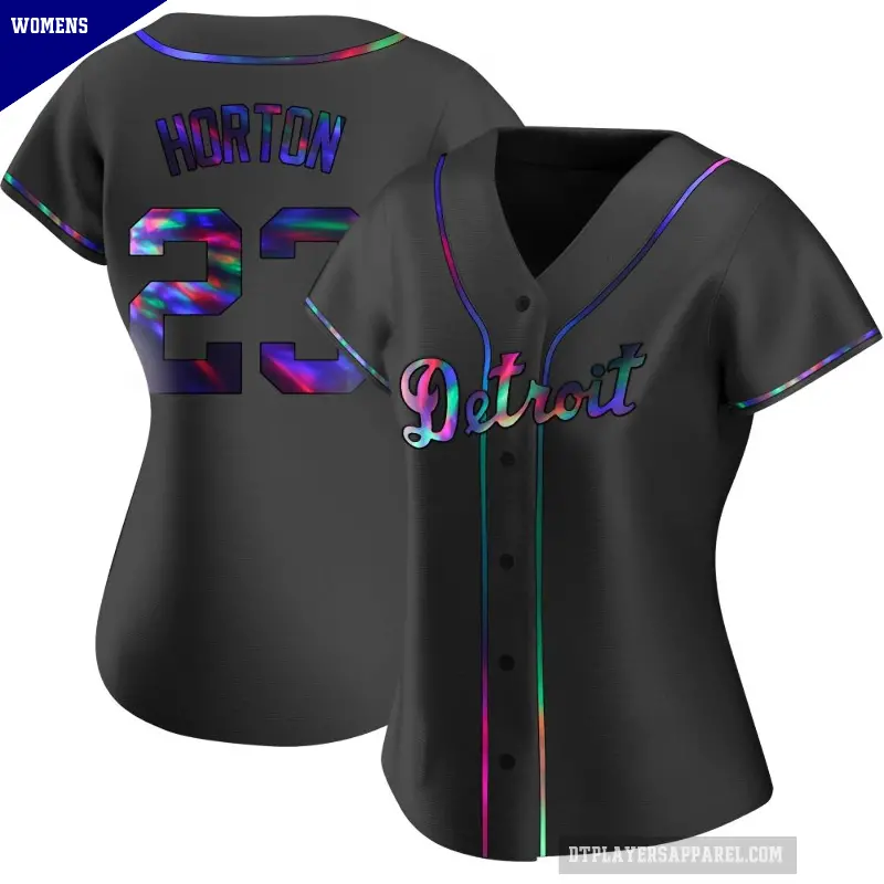 Women's No.23 Willie Horton Detroit Tigers Black Replica Holographic Alternate Jersey