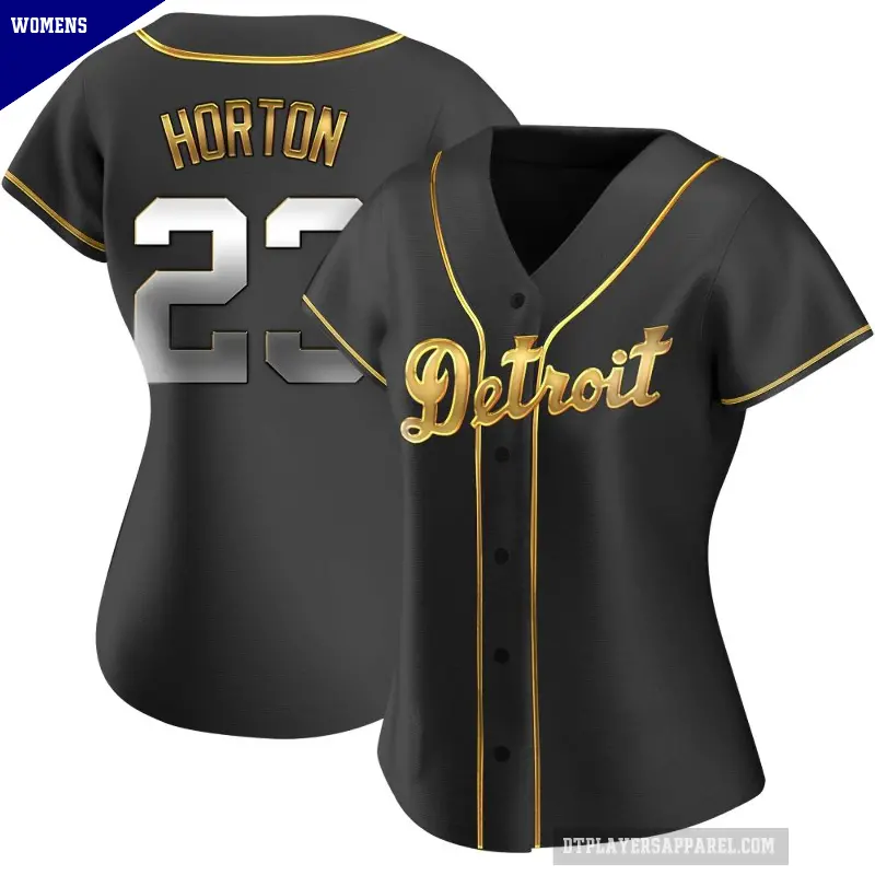 Women's No.23 Willie Horton Detroit Tigers Gold Replica Black en Alternate Jersey