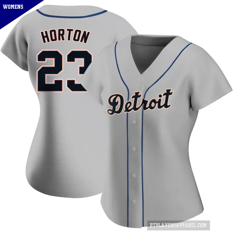 Women's No.23 Willie Horton Detroit Tigers Gray Replica Road Jersey