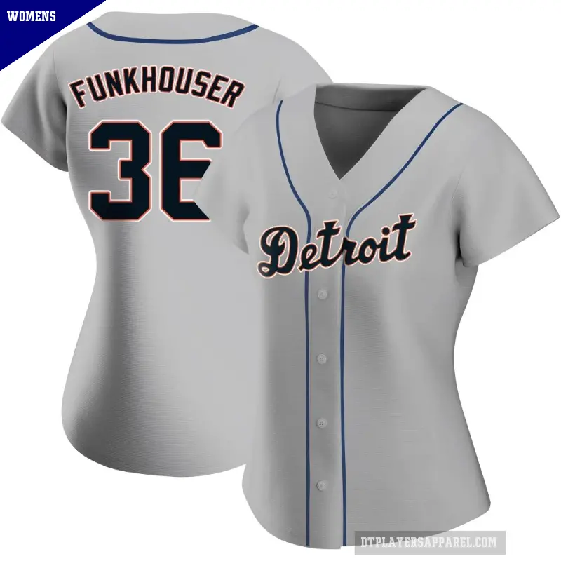 Women's No.36 Kyle Funkhouser Detroit Tigers Gray Authentic Road Jersey