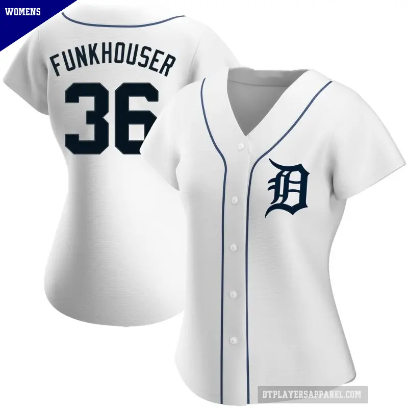 Women's No.36 Kyle Funkhouser Detroit Tigers White Authentic Home Jersey
