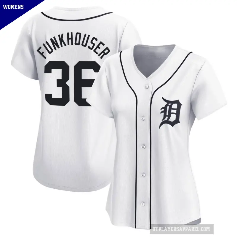 Women's No.36 Kyle Funkhouser Detroit Tigers White Limited Home Jersey