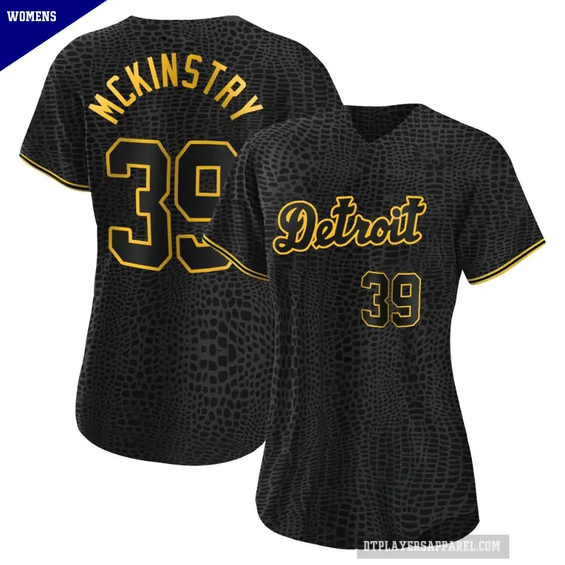 Women's No.39 Zach McKinstry Detroit Tigers Black Authentic Snake Skin City Jersey