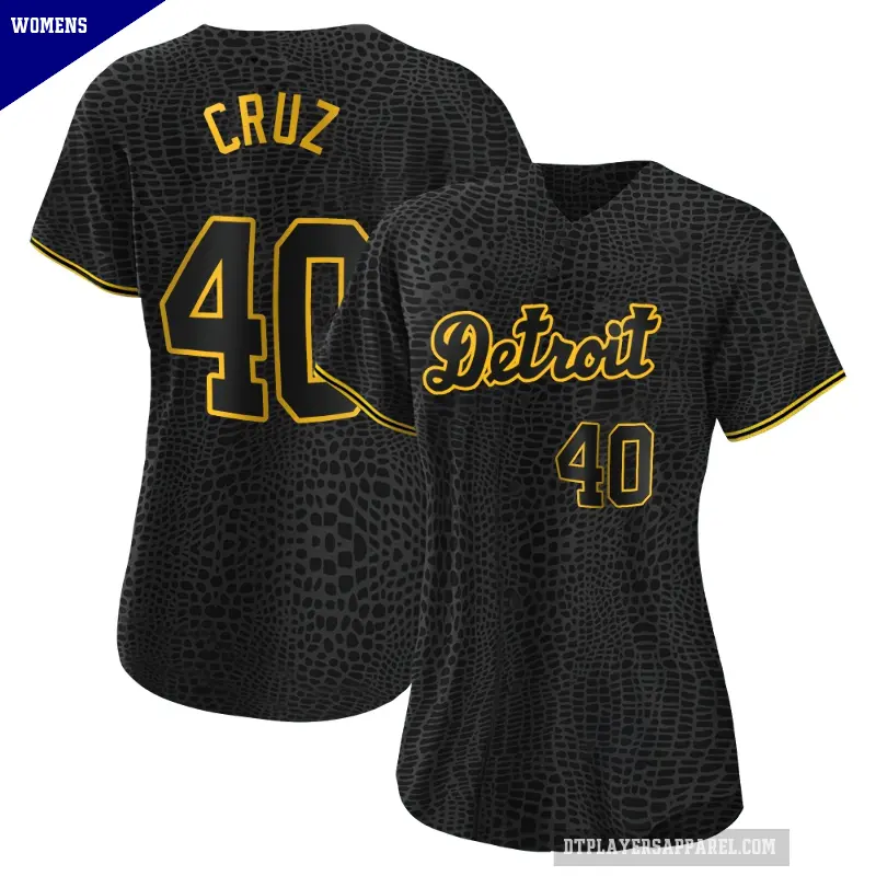 Women's No.40 Trei Cruz Detroit Tigers Black Replica Snake Skin City Jersey