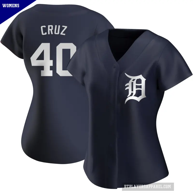 Women's No.40 Trei Cruz Detroit Tigers Navy Replica Alternate Jersey