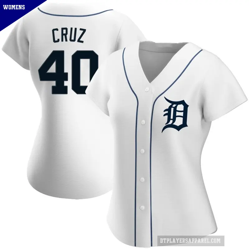 Women's No.40 Trei Cruz Detroit Tigers White Replica Home Jersey
