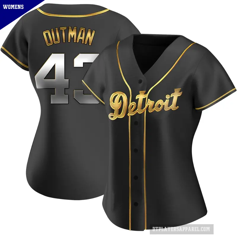 Women's No.43 James Outman Detroit Tigers Gold Replica Black en Alternate Jersey