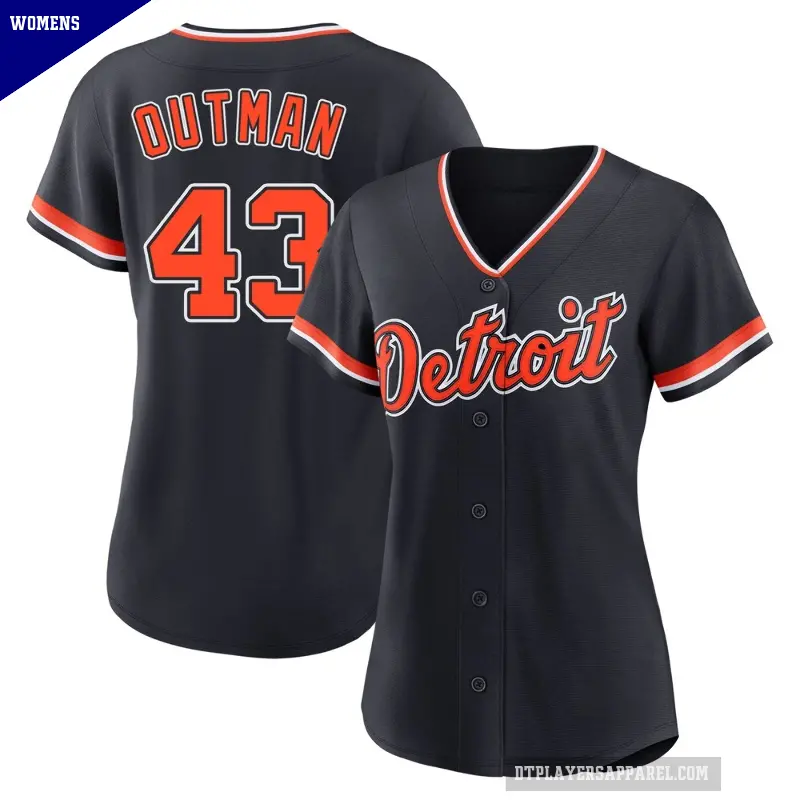 Women's No.43 James Outman Detroit Tigers Navy Replica Alternate 2nd Jersey