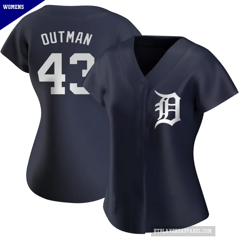 Women's No.43 James Outman Detroit Tigers Navy Replica Alternate Jersey