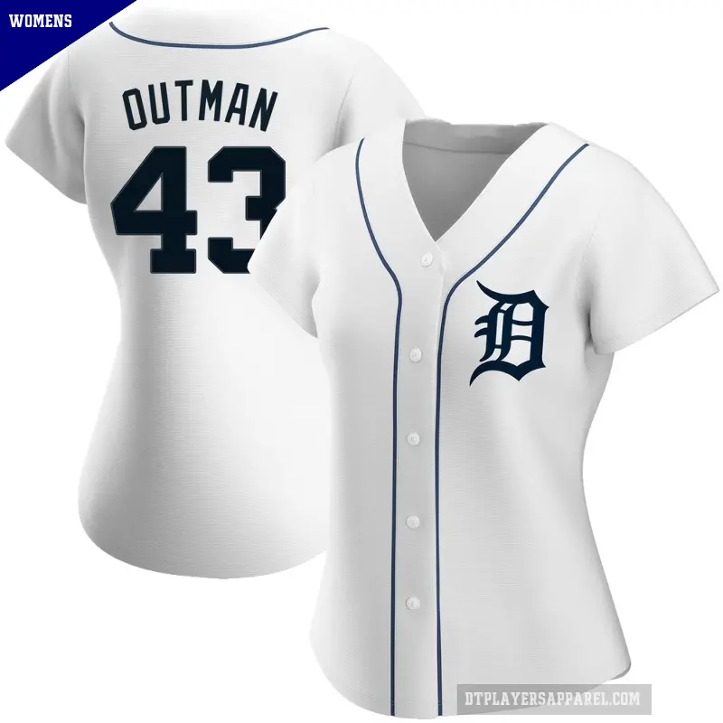 Women's No.43 James Outman Detroit Tigers White Authentic Home Jersey