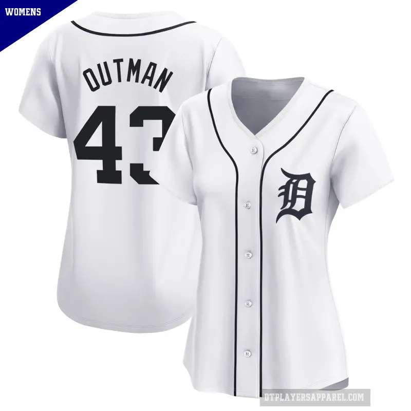 Women's No.43 James Outman Detroit Tigers White Limited Home Jersey