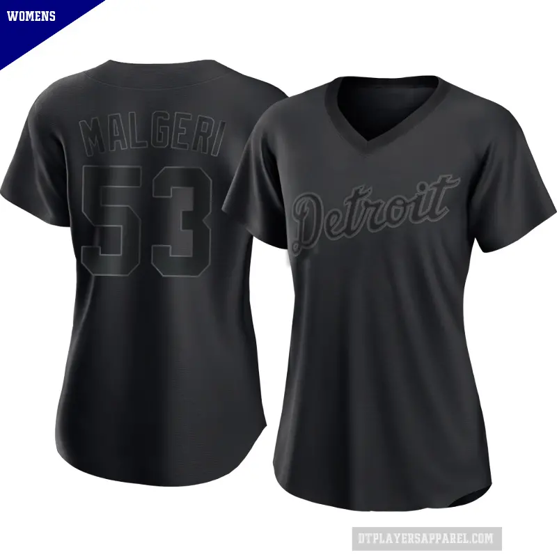 Women's No.53 Ben Malgeri Detroit Tigers Black Replica Pitch Fashion Jersey
