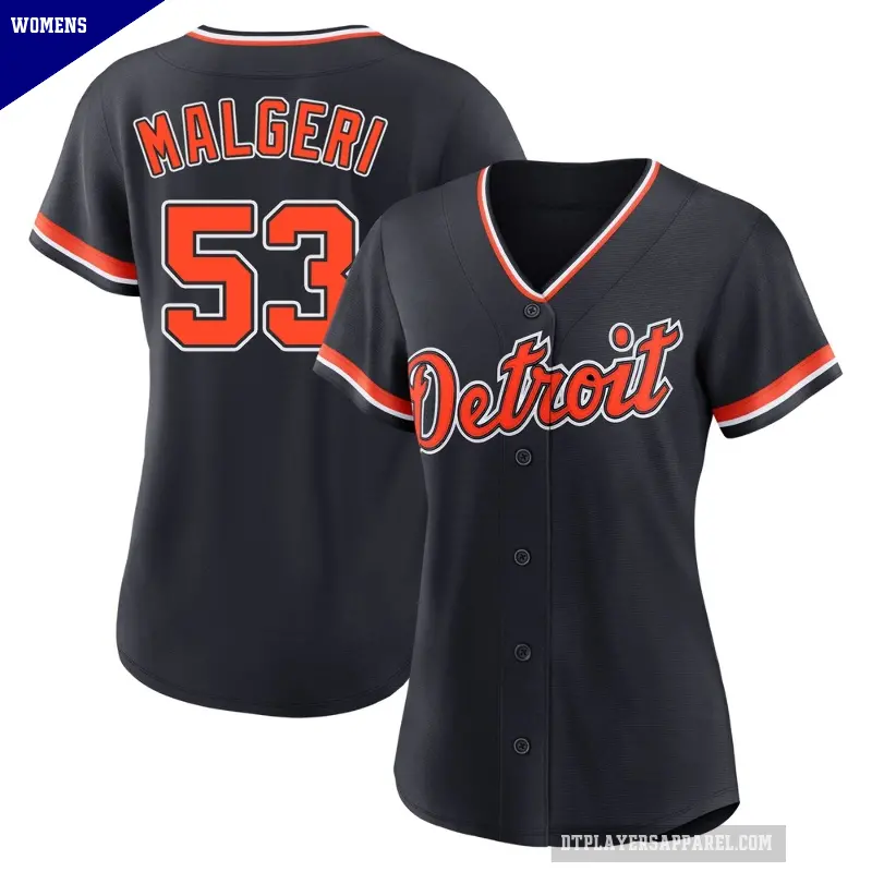 Women's No.53 Ben Malgeri Detroit Tigers Navy Replica Alternate 2nd Jersey