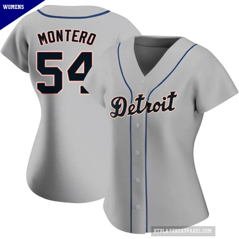 Women's No.54 Keider Montero Detroit Tigers Gray Replica Road Jersey