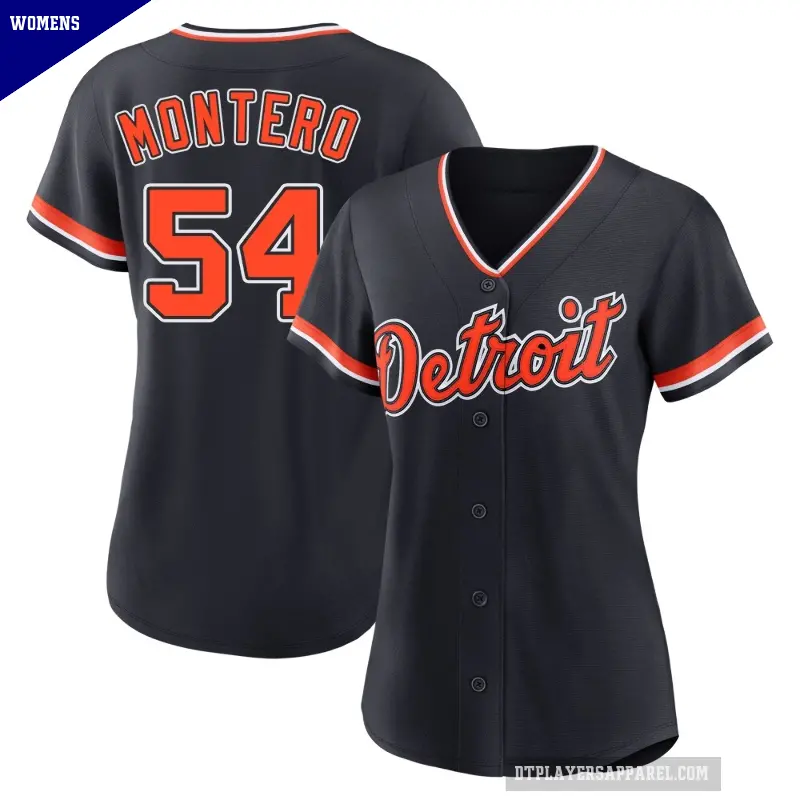 Women's No.54 Keider Montero Detroit Tigers Navy Replica Alternate 2nd Jersey