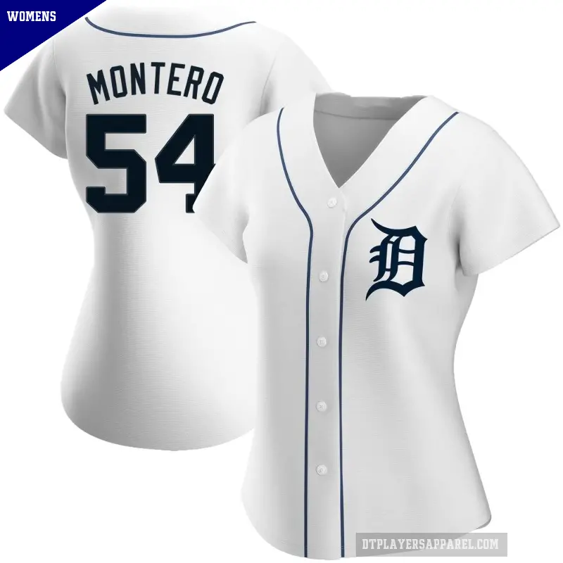 Women's No.54 Keider Montero Detroit Tigers White Authentic Home Jersey