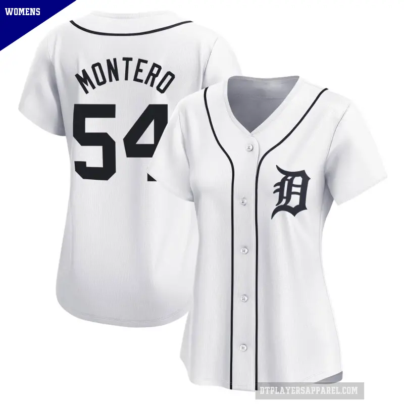 Women's No.54 Keider Montero Detroit Tigers White Limited Home Jersey