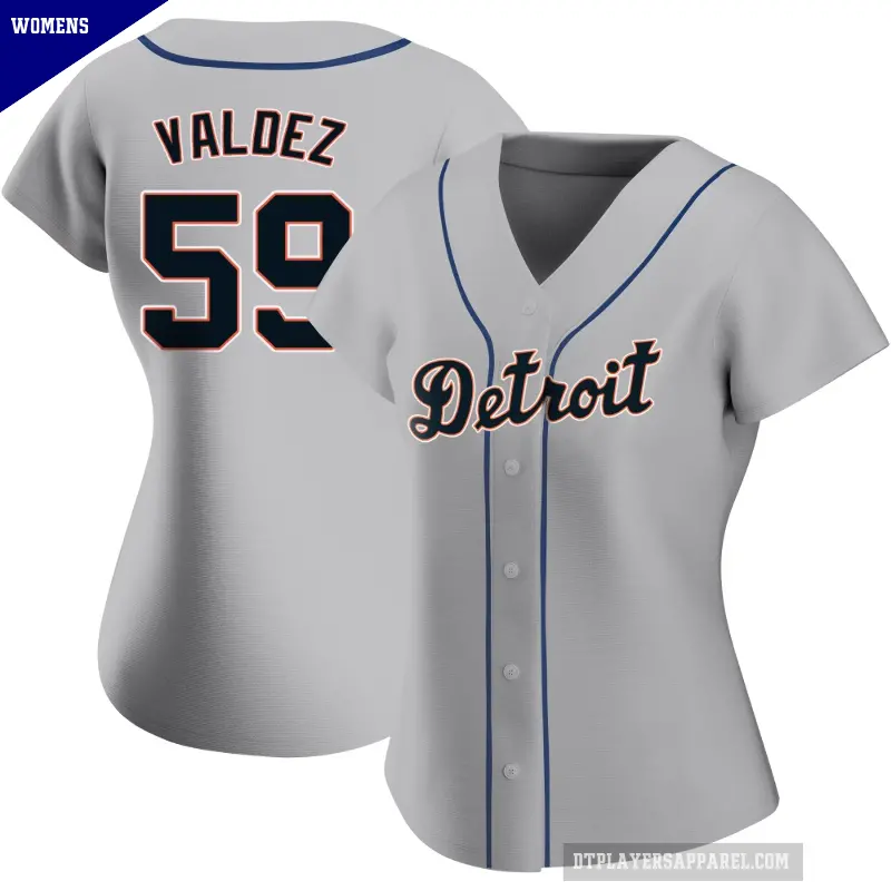 Women's No.59 Framber Valdez Detroit Tigers Gray Authentic Road Jersey