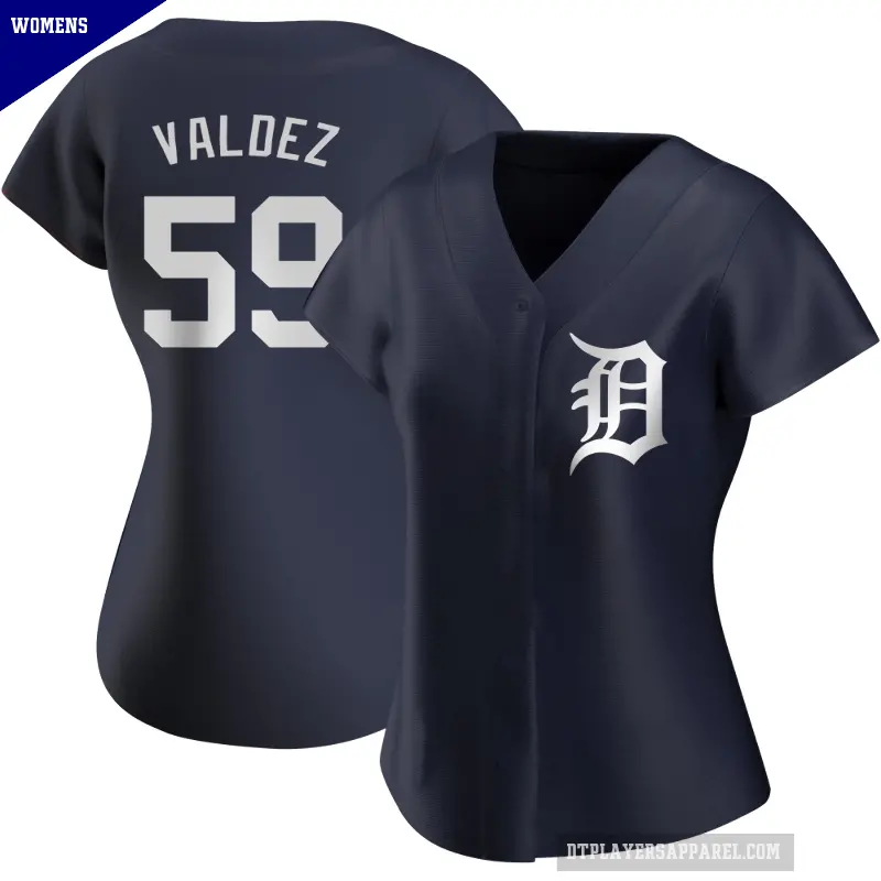 Women's No.59 Framber Valdez Detroit Tigers Navy Authentic Alternate Jersey