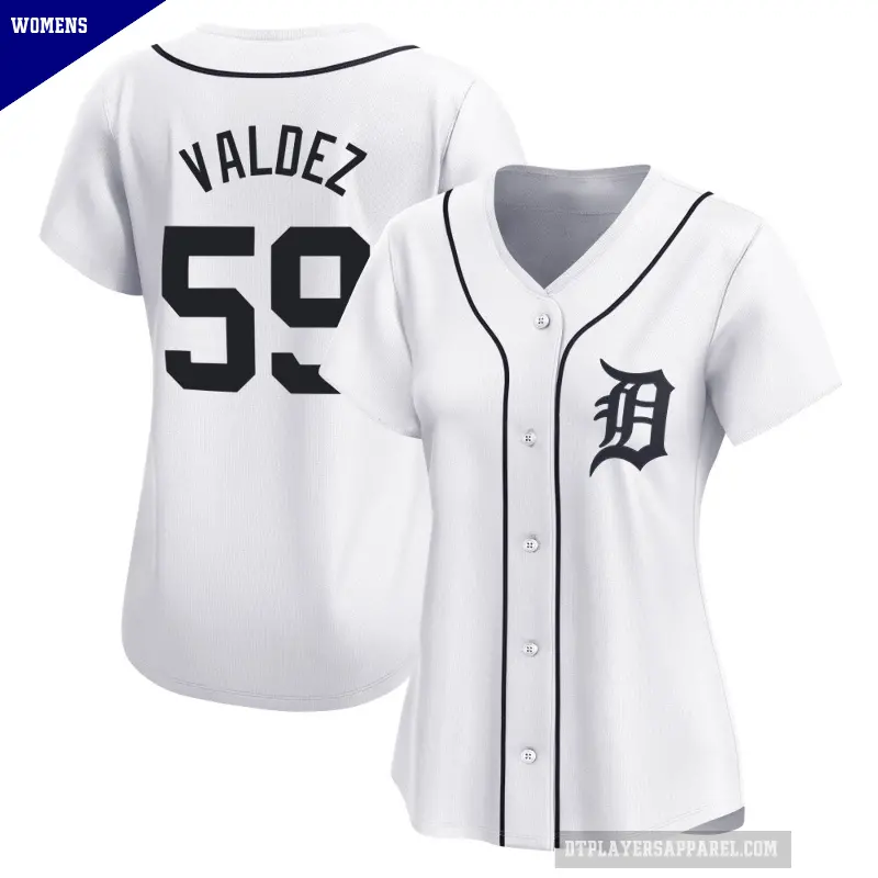 Women's No.59 Framber Valdez Detroit Tigers White Limited Home Jersey