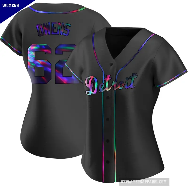 Women's No.62 Tyler Owens Detroit Tigers Black Replica Holographic Alternate Jersey
