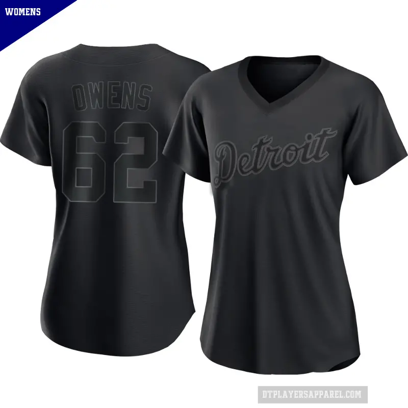 Women's No.62 Tyler Owens Detroit Tigers Black Replica Pitch Fashion Jersey