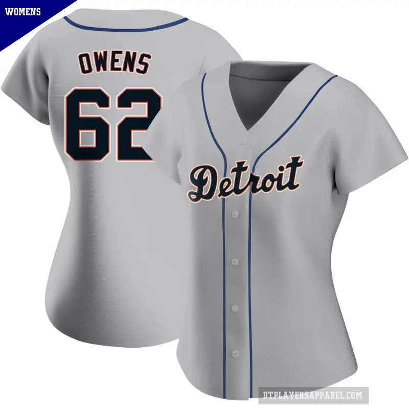 Women's No.62 Tyler Owens Detroit Tigers Gray Replica Road Jersey