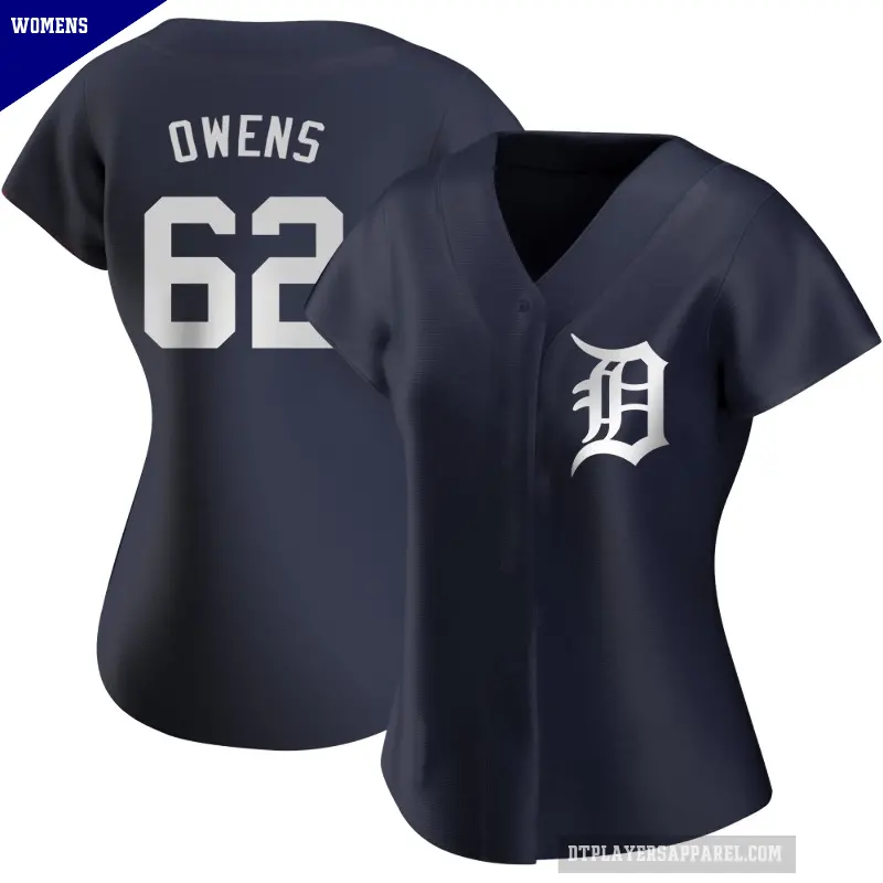 Women's No.62 Tyler Owens Detroit Tigers Navy Replica Alternate Jersey