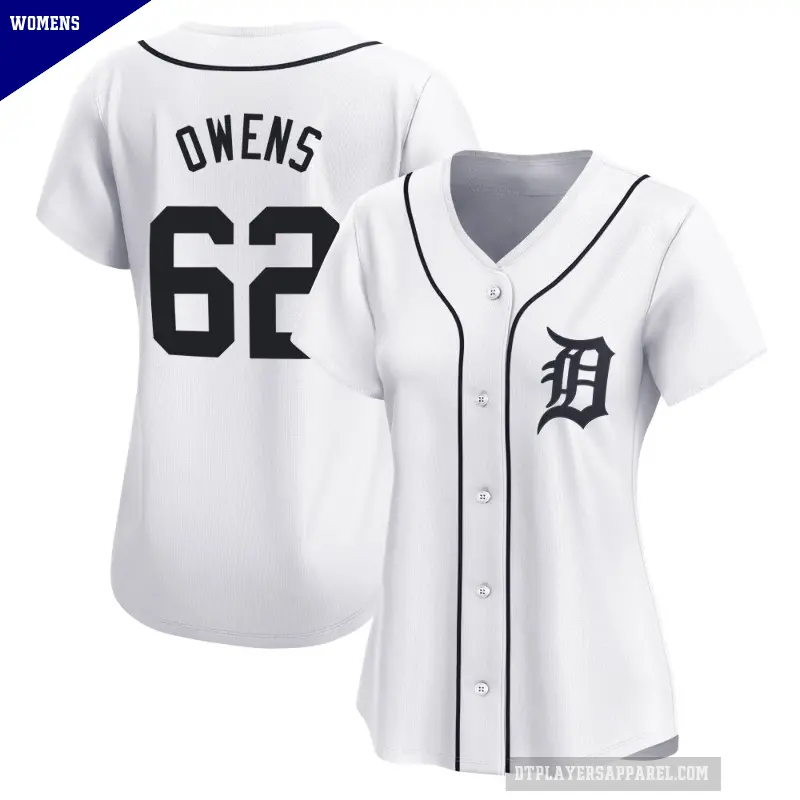 Women's No.62 Tyler Owens Detroit Tigers White Limited Home Jersey