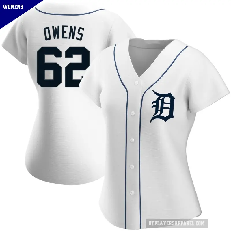 Women's No.62 Tyler Owens Detroit Tigers White Replica Home Jersey