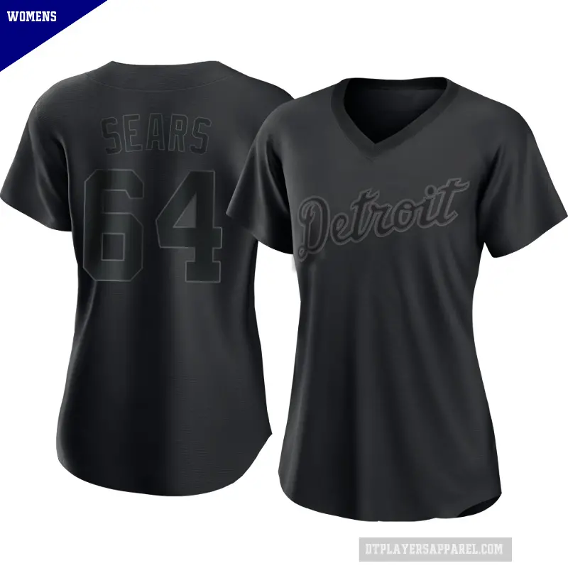 Women's No.64 Andrew Sears Detroit Tigers Black Replica Pitch Fashion Jersey