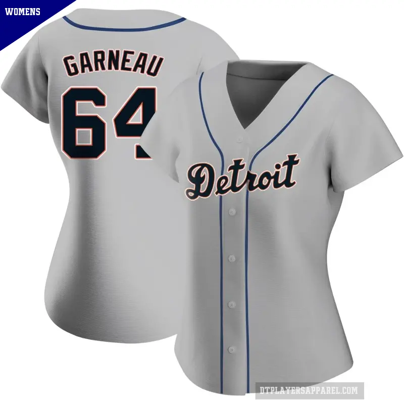 Women's No.64 Dustin Garneau Detroit Tigers Gray Authentic Road Jersey