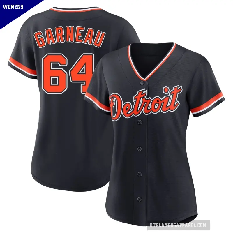 Women's No.64 Dustin Garneau Detroit Tigers Navy Replica Alternate 2nd Jersey