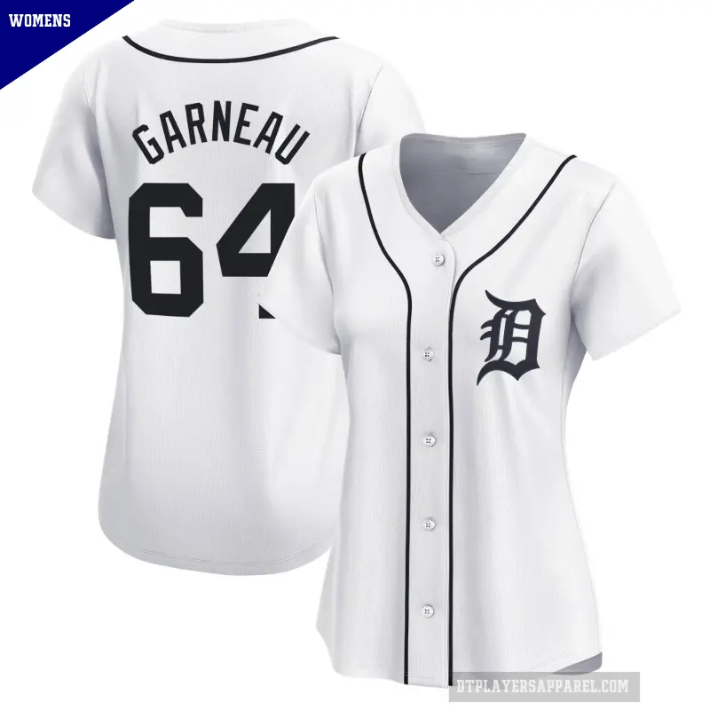 Women's No.64 Dustin Garneau Detroit Tigers White Limited Home Jersey