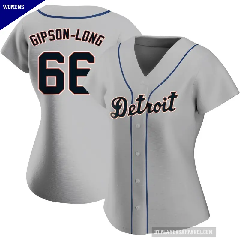 Women's No.66 Sawyer Gipson-Long Detroit Tigers Gray Authentic Road Jersey