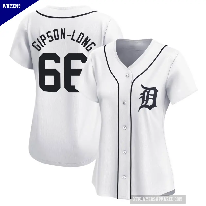 Women's No.66 Sawyer Gipson-Long Detroit Tigers White Limited Home Jersey