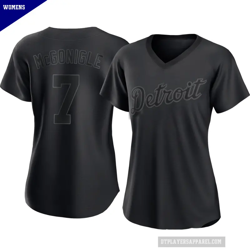 Women's No.7 Kevin McGonigle Detroit Tigers Black Authentic Pitch Fashion Jersey
