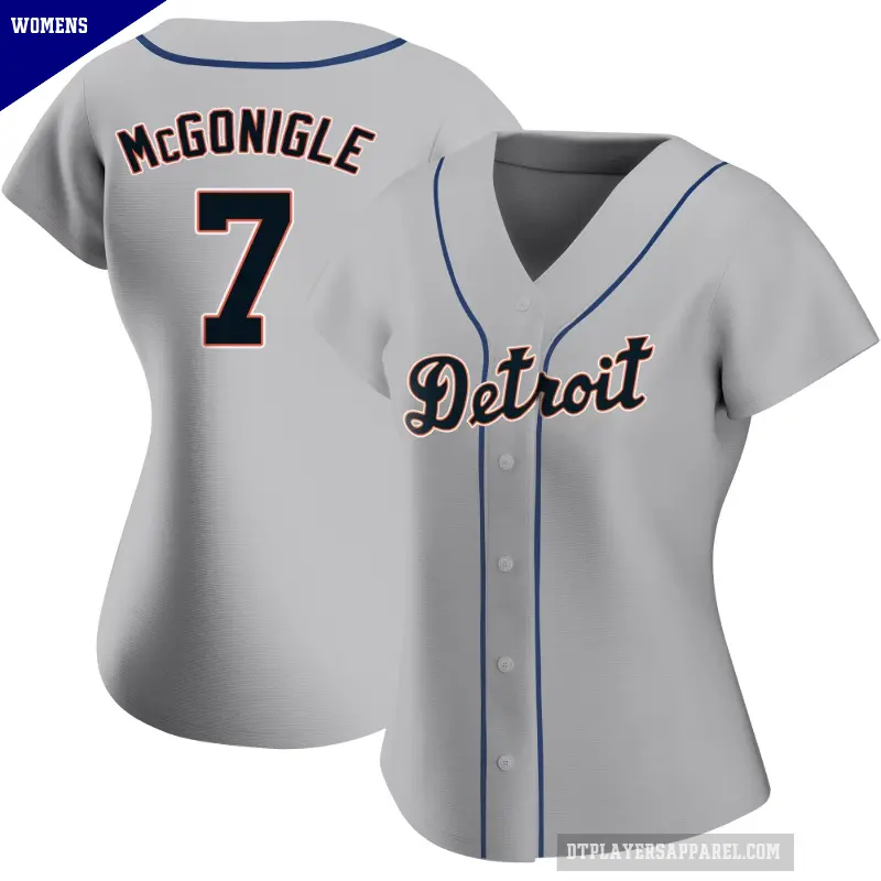 Women's No.7 Kevin McGonigle Detroit Tigers Gray Authentic Road Jersey