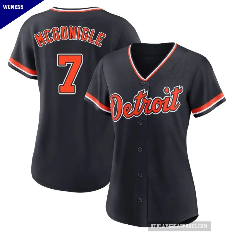 Women's No.7 Kevin McGonigle Detroit Tigers Navy Replica Alternate 2nd Jersey