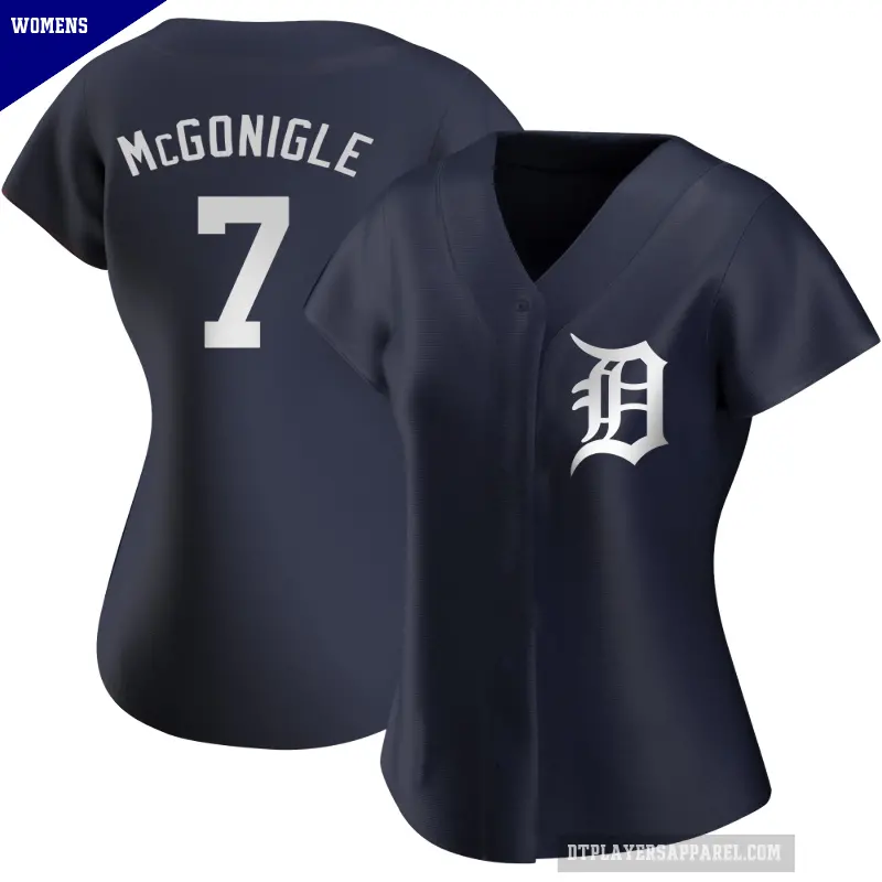 Women's No.7 Kevin McGonigle Detroit Tigers Navy Replica Alternate Jersey